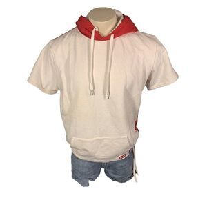 ALIFE New York Pullover White Red Hoodie Sweatshirt Large RARE Short Sleeve